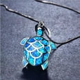 thumbnail image 4 of HOOUN New Opal Cute Turtle Necklace Pendant Silver Chain Jewelry Sweater Chain Gift, 4 of 7