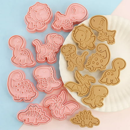 

8Pcs/Set Cartoon Dinosaur Cookie Cutters 3D Plastic Pressable Biscuit Mold Tool