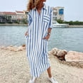 thumbnail image 7 of IUYRTFE Women's Striped Button Down Shirt Dress Long Sleeve Collared Maxi Dress with Pockets Loose Fit Casual Long Gown, 7 of 7
