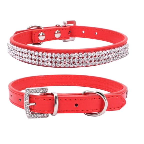 Pet Collar,Pet Crystal Collar Bling Dog Collar Sparkly Crystal Studded Pet Collar For Small Medium Dog(XS,Red)