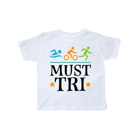 

Inktastic Triathlon Sports Gift Must Tri Gift Toddler Boy or Toddler Girl T-Shirt
