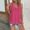 thumbnail image 6 of Htigea Womens Plus Size Tank Top Eyelet Sleeveless V Neck Flowy Camisole Boho Summer Going Out Top Hot Pink XXXXXL, 6 of 8