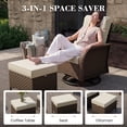 thumbnail image 6 of POTEBAN 5-Piece Outdoor Patio Furniture Set, PE Wicker 3-Seat Sofa, 2 Swivel Rocking Chairs, 2 Ottomans and 4-Inch Cushions, Brown/Beige, 6 of 8