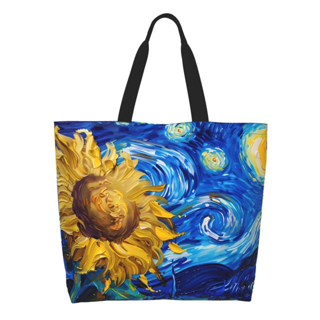 Easygdp Whimsical Sunflowers Night Sky Bolsas Tote para Mujer, Bolsos de Hombro para Viaje, Bolsos de Mano de Gran Capacidad para Compras y Trabajo