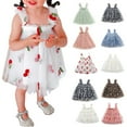 thumbnail image 4 of Odeerbi Girls Princess Dress Toddler Girls Clothes Party Tulle Tutu Dress Summer Lovely Sweet Dress Strap Sleeveless Embroidered Flowers Printed Lace Sundress Blue 2 Years, 4 of 4