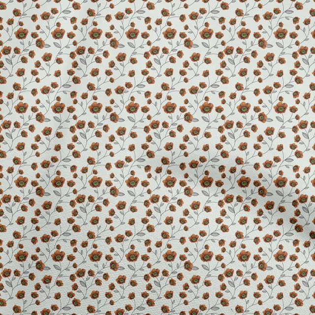 oneOone Cotton Poplin Orange Fabric Florals Craft Projects Decor Fabric Printed By The Yard 56 Inch Wide