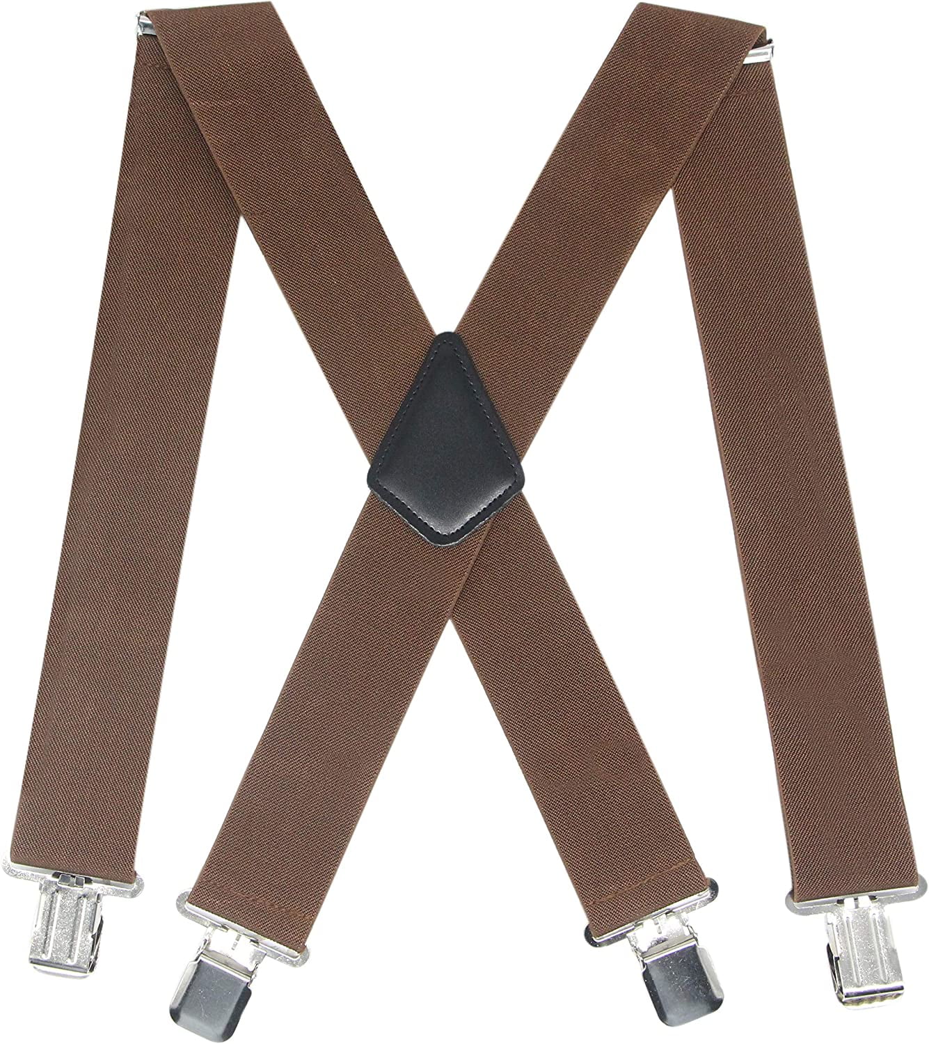 Mens 2 Inch Wide Suspenders Heavy Duty Strong Clips Adjustable Elastic