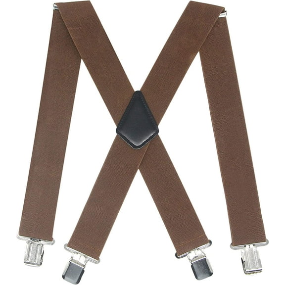 Mens 2 Inch Wide Suspenders Heavy Duty Strong Clips Adjustable Elastic Braces Big and Tall X-Back