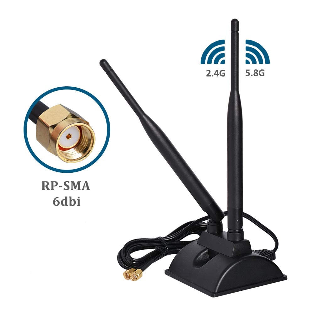2 x 6dBi WiFi RP-SMA 2.4GHz 5GHz 5.8GHz Dual Band Antenna for Asus Router