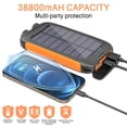 thumbnail image 2 of OWNTECH Portable Solar Charger for iPhone Android, 38800mAh Power Bank with 5 USB Port, 2 of 7