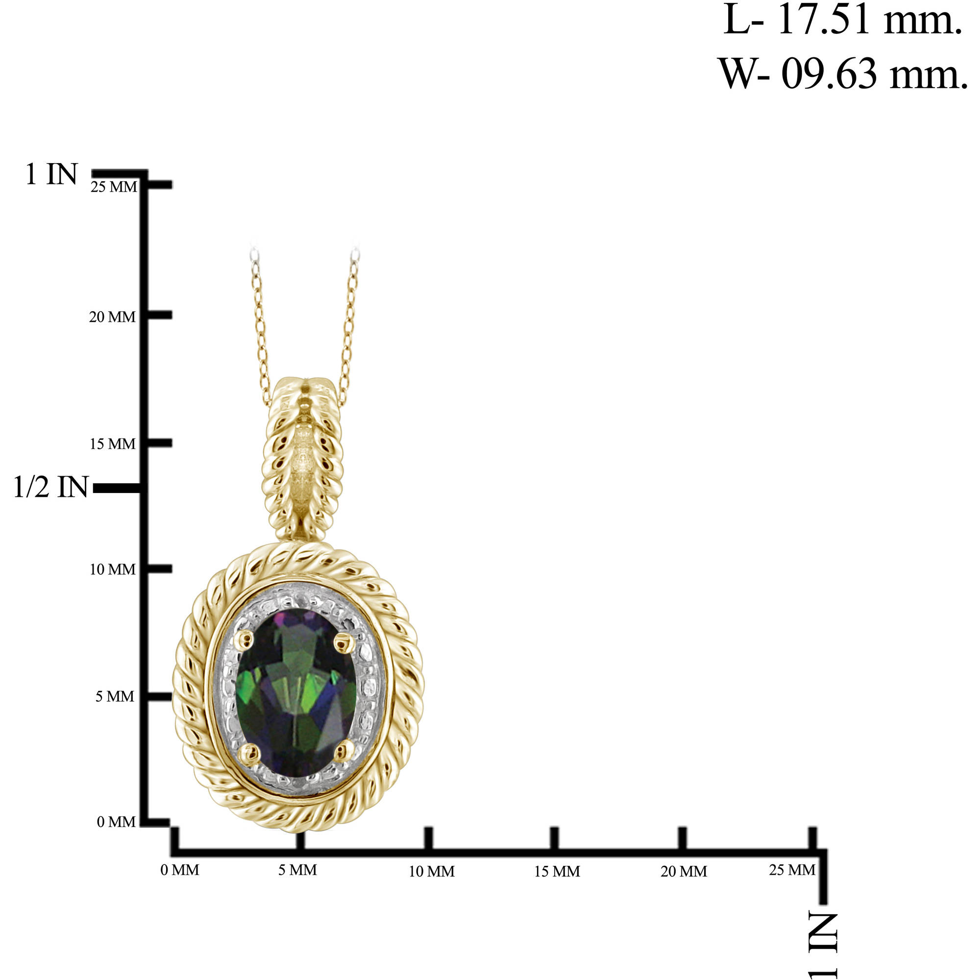 JewelersClub 1/2 Carat T.G.W. Mystic Topaz And White Diamond Accent 14K Gold Over Silver Pendant, 18"