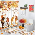 thumbnail image 2 of Fall Shower Curtain Sets with Toilet Lid Cover and Non-Slip Rugs, Bright Love Pumpkins with Maple Leaves 4 Pcs Shower Curtains for Bathroom, Autumn Orange Bathroom Set Decor, 2 of 8