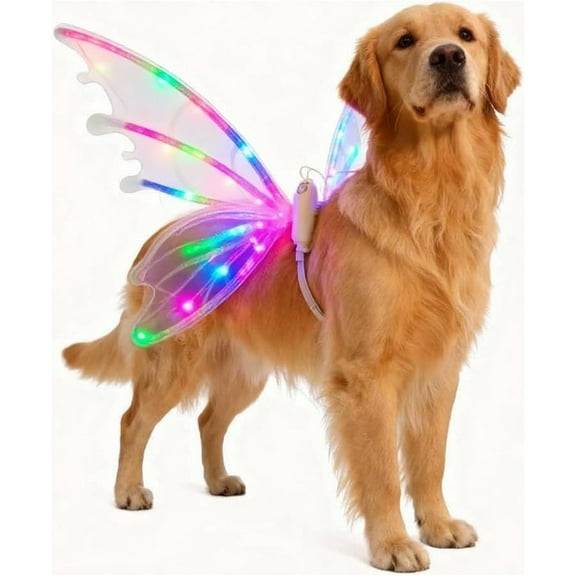 Light up Fairy Wings for Dogs, 2026 New Electric Led Dog Butterfly Costume, Moving Butterfly Wings with LED Lights and Music for Christmas