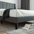 thumbnail image 6 of Sha Cerlin Full Bed Frame, Upholstered Platform Bed with Wingback and Geometric Headboard, Gray, 6 of 9