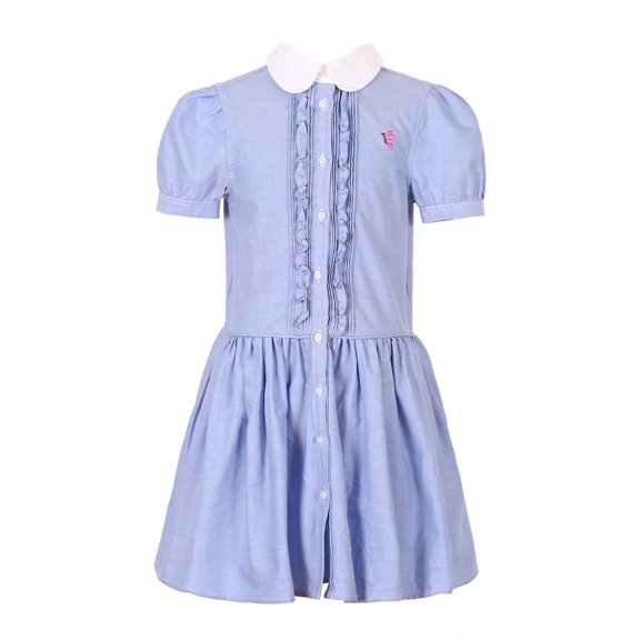 Richie House Girls' Dress with Frills & Waist Pleats RH2548