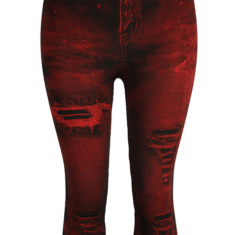 Mchoice Women's Denim Print Fake Jeans Seamless Fleece Lined Leggings, Full  Length on Clearance 