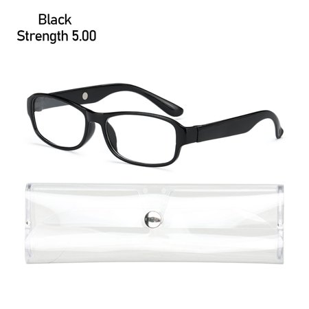 Unisex Women&Men Ultra-Light Eyeglasses Presbyopia Eyeglasses Reading Glasses With Glasses Case Magnifying Eyewear BLACK STRENGTH 5.00