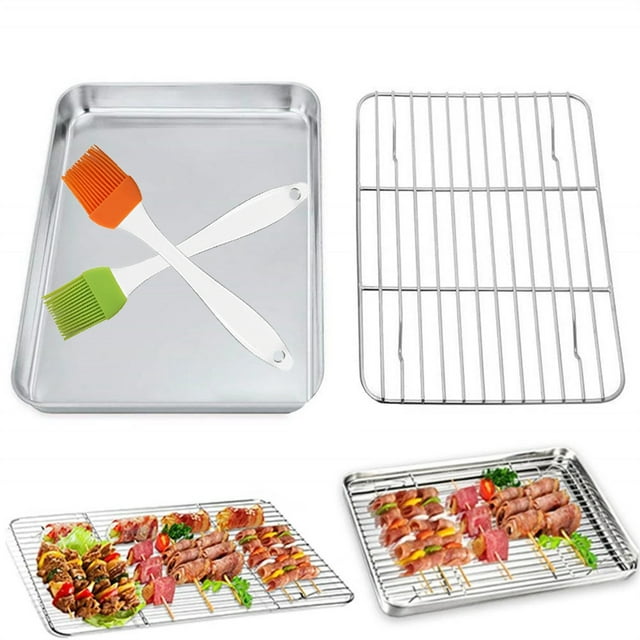 Baking Sheet with Rack, 12*9inch Nonstick Baking Pan with Rack Stainless Steel, for Oven Cooking