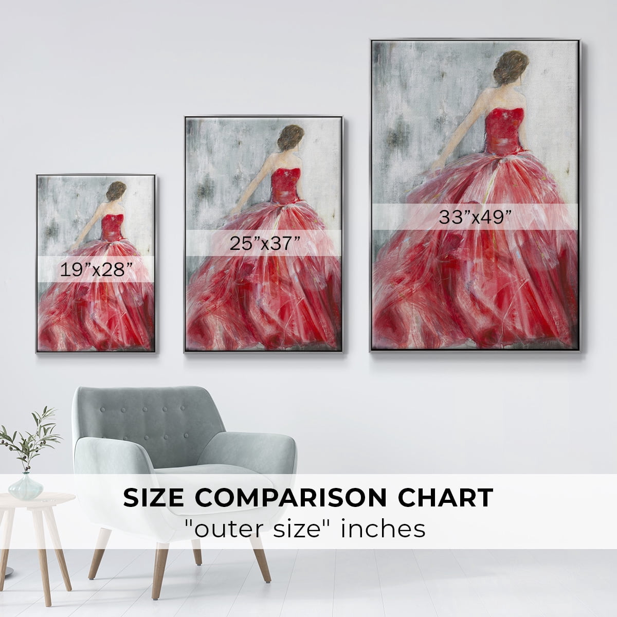 Redowa Framed Premium Gallery Wrapped Canvas - Ready to Hang - 27 x 41 - Silver Floating Frame