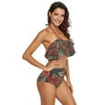 thumbnail image 3 of Ckdifva Adorned Poinsettia Holly Leaves Womens High Waisted Bikini Set Two Piece Swimsuit Bathing Suits, 3 of 5