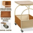 thumbnail image 4 of 2-Tier Rolling Side Table with Glass Top Storage Basket Mobile End Table for Living Room Bedroom Kitchen Balcony Brown White, 4 of 8