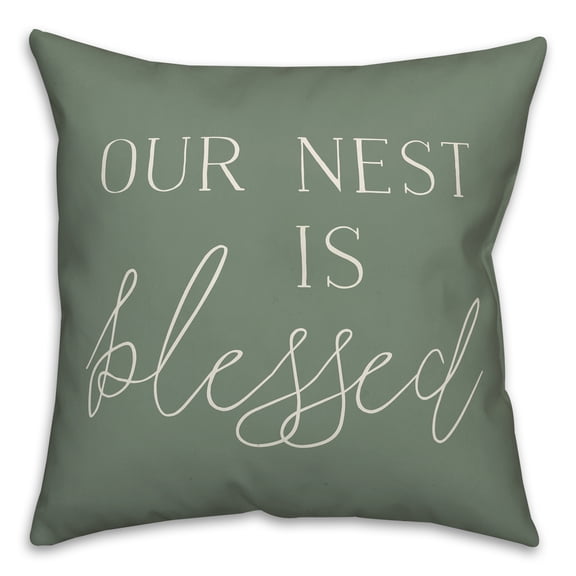 Creative Products Nest is Blessed on Green 18x18 Indoor / Outdoor Pillow