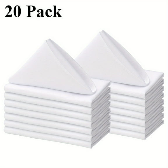 20pcs Cloth Napkins Bulk, White Cloth Napkins 17x17 in, Washable Napkins Polyester Fabric, Dinner Napkins, Servilletas de Tela para Mesa Elegantes, Wedding, Banquet, Diner en Blanc Table Decorations