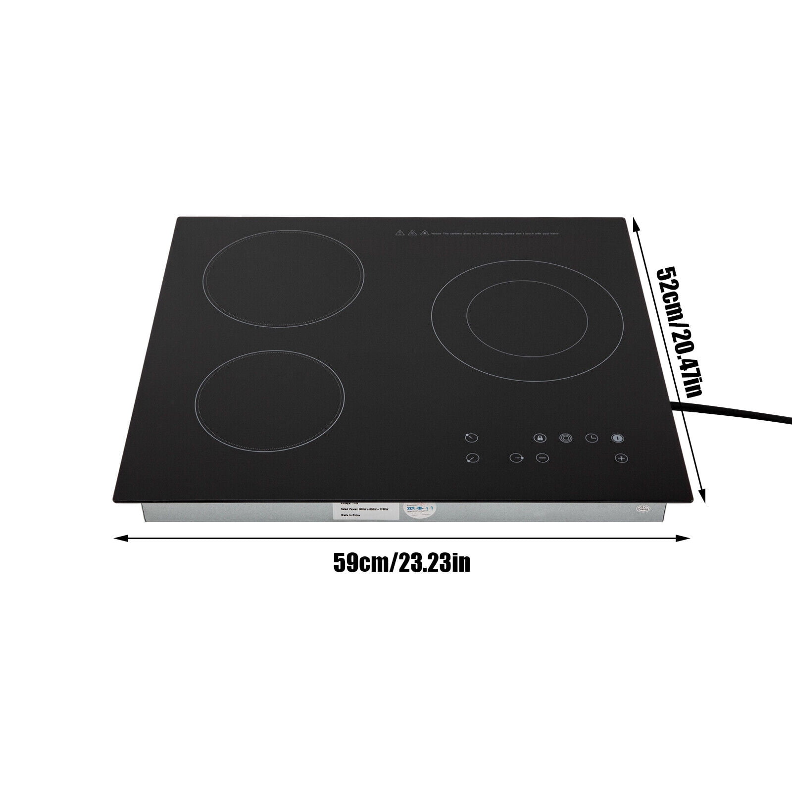 3-Burner Ceramic Cooktop with 9 Heating Levels, Intelligent Control, Safety Lock, and Adjustable Temperature for Precise Cooking