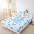 thumbnail image 3 of Castle Fairy Blue Bow Letter D Full Size Sheets 4-Piece for Girls,Cartoon Floral Checkered Bed Sheets for Bedroom, 3 of 6