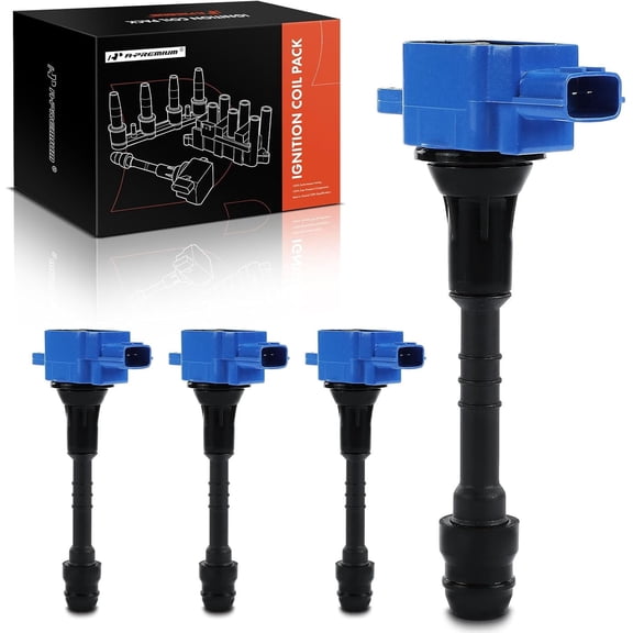 A-Premium (Blue) Engine Ignition Coil Pack Compatible with Nissan Sentra 2002 2003 2004 2005 2006 1.8L, 4-PC Set, Replace# 224486N000, 2244895F0A