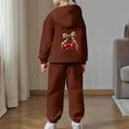 thumbnail image 4 of Girls 2 Piece Outfits Leopard Bow Cherry Print Sweatsuit Long Sleeved Sweatshirt Sweatpants With Pockets Tracksuit Sets Coffee 10 Y-11 Y, 4 of 7