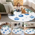 thumbnail image 5 of Round Rugs 8Ft, Blue Christmas Balls Round Area Rug Washable Indoor Throw Carpet, Xmas Botanical Snowflake Large Non Slip Circle Rug for Kids Room RV Home Decor Aesthetic, 5 of 8