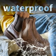 Mens Leather Work Shoes Water Resistant Steel Toe Safety Shoes Oil Resistant Construction for Working