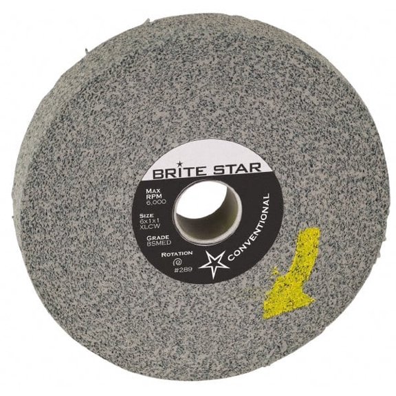 Brite Star 10" Diam, 2" Face Width, 5" Center Hole, Fine Grade, Silicon Carbide Deburring Wheel Convolute, Extra Hard Density 9 Grade, 2,500 RPM