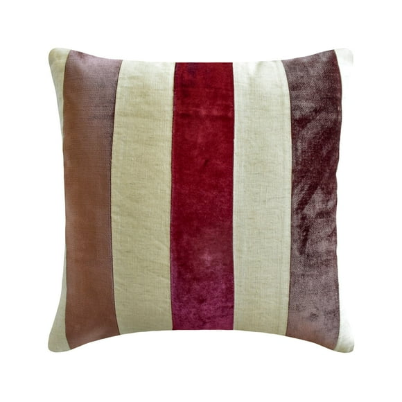 The HomeCentric Euro Pillow Shams, Berry Pack of 2, 26x26 inch (65x65 cm) Euro Shams, Velvet Patchwork Euro Shams For Couch, Striped Pattern Modern Style Easter - Velvet Band Berry