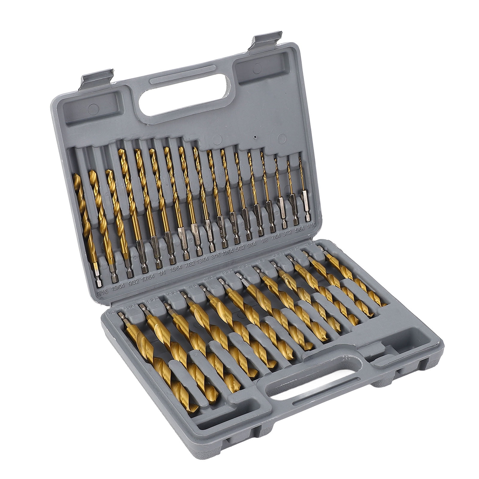 YAHHU 39-Piece Twist Drill Bit Set Ti Coated HSS 1/4 Inch Hex Shank 5/64 to 1/2 Inches (1.98-12.7 mm) Impact Bits with Limit Rings and Storage Box for Wood Metal Plastic