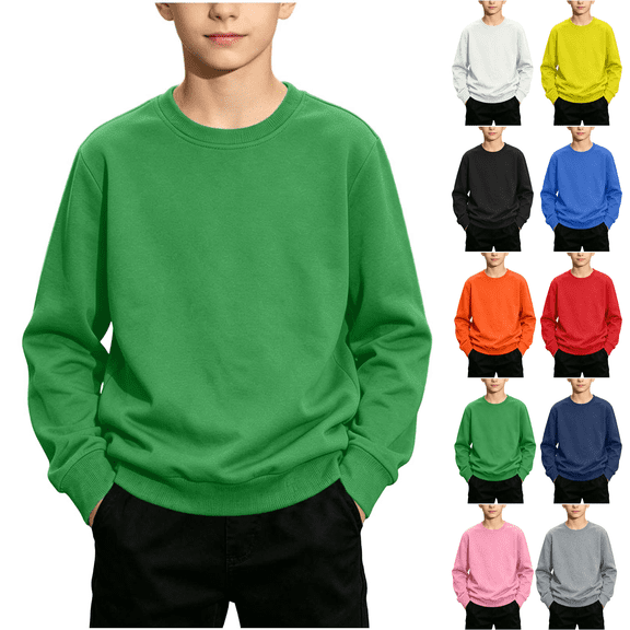 Boys Sweatshirts Casual Long Sleeve Basic Pullover Tops Lightweight Comfy Fall Winter Crewneck Sweatshirt,Sizes 1-13 Years