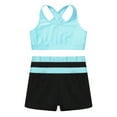 thumbnail image 3 of Yeahdor Girls 2Pcs Gymnastics Sports Suit Dance Outfit Crop Top with Shorts Tankini Set Activewear Light Blue 10, 3 of 5