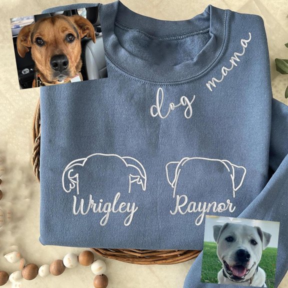 Personalized Embroidered Dog Ears On Chest Pet Lover, Sweatshirt