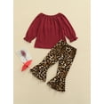 thumbnail image 4 of Qiylii Baby Girl Long Sleeve Heart O-Neck Tops Leopard Ruffle Wide-Leg Pants, 4 of 8