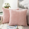 thumbnail image 1 of Pack of 2 Corduroy Pillow Covers Soft Soild Striped Throw Pillow Covers Set Decorative Cushion Cases Pillowcases 40 x 40 cm Pink, 1 of 5