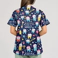 thumbnail image 3 of Xyxonk Women Scrub Tops Plus Size Cartoon Printed V Neck Shirts Loose Fit Short Sleeve Stretch Uniforms with Pockets Navy 3XL, 3 of 5