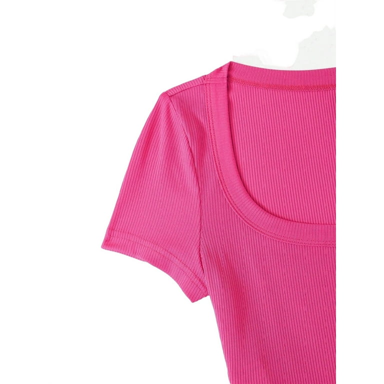 Fuchsia pink t shirt plain sales