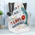 thumbnail image 4 of Narwhal Soft Flannel Fleece Throw Blanket, Pop Culture Phrase with Unicorn of the Ocean Design Colorful Cartoon Character, Cozy Plush for Indoor and Outdoor Use, 50" x 70", Multicolor, by Ambesonne, 4 of 5