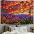 thumbnail image 2 of Chilfamy American Weatern Saguaro Sunset Tapestry Wall Hanging, Desert Cactus Burning Clouds Nature Scene Tapestries, Psychedelic Tropical Plants Tapestry for Bedroom Living Room Drom 60x50inch, 2 of 6