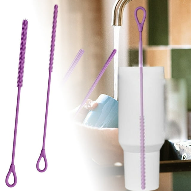Long Flexible Silicone Cleaning Brush Upgraded Reusable Bending Design For Cup Lid Bottle Jar Kitchen Cleaning Tool 2PCS