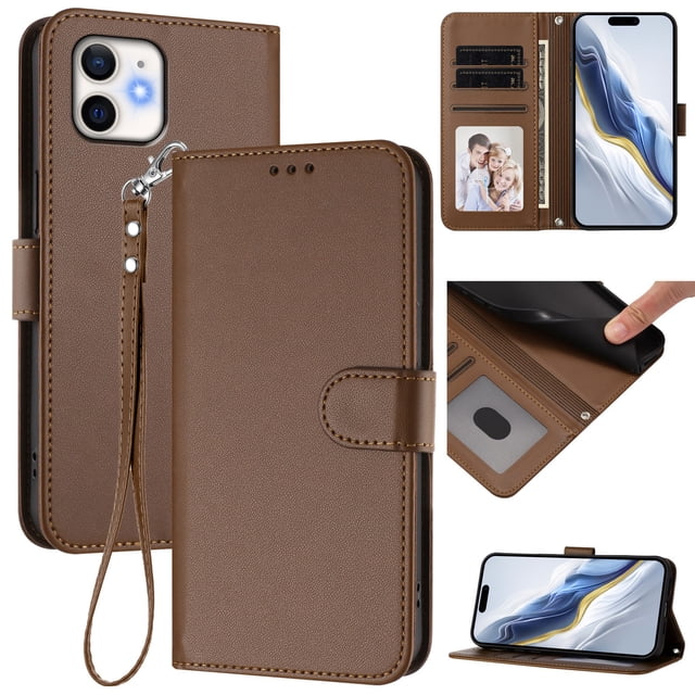 Funda Cartera GANGXUN para iPhone 12/12 Pro – Cierre Magnético, Protección RFID, Correa Desmontable, Compatible con Carga Inalámbrica