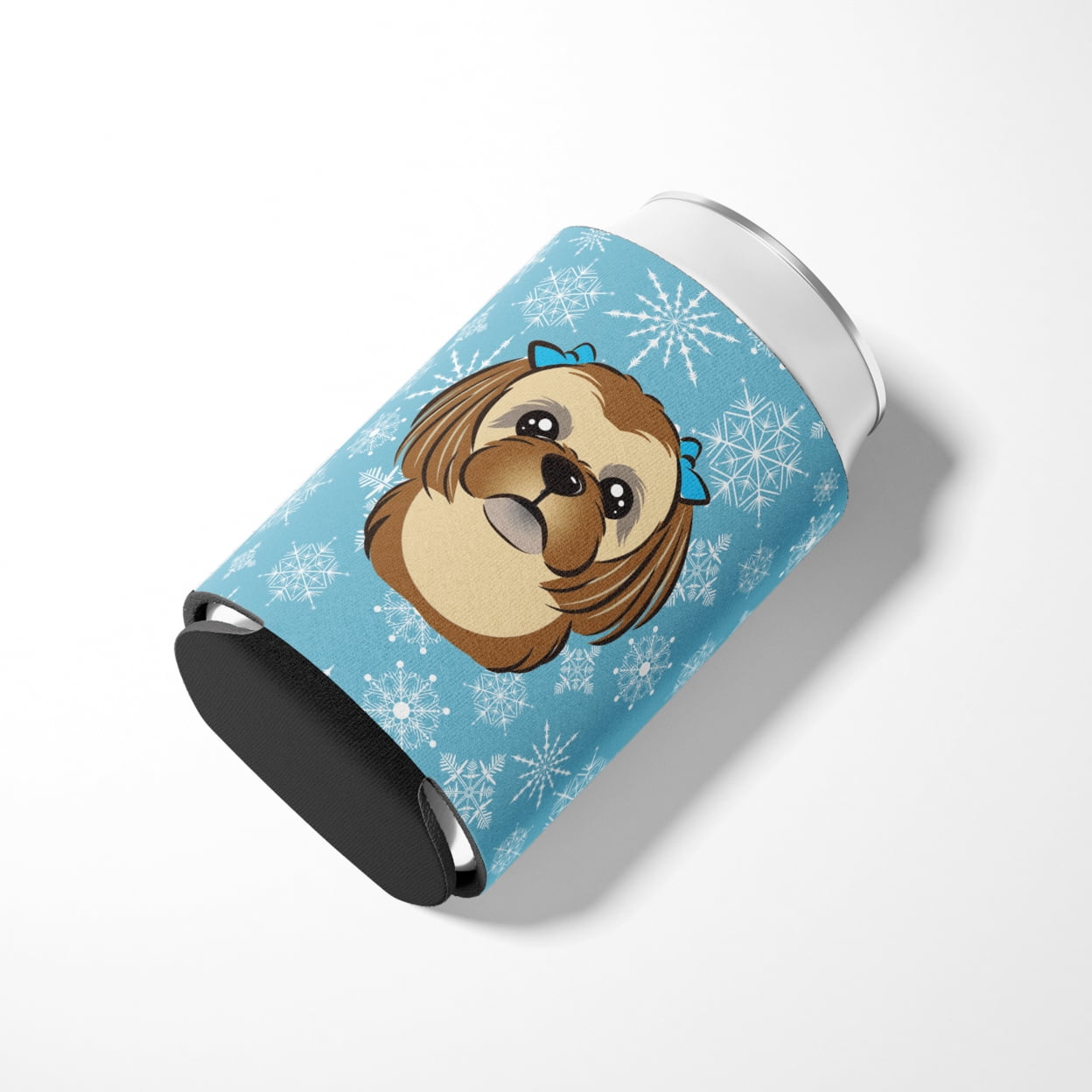 Snowflake Chocolate Brown Shih Tzu Can or Bottle Hugger