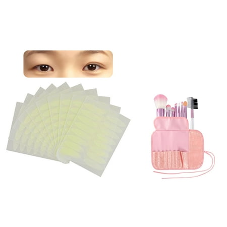 Zodaca 8pcs Makeup Brushes Set for Eye shadow Eyeliner Powder Foundation Blush Contouring Blending Cosmetic + 160 Pairs Double Eyelid Tape Sticker Breathable