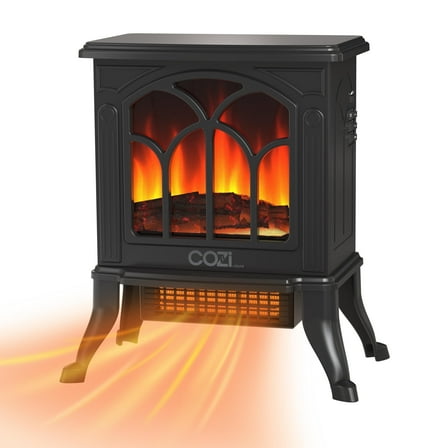 Cozi by Tzumi Portable Stove Heater, Electric Heater with Life-like Flame and 2 Heating Levels, 18 Inches